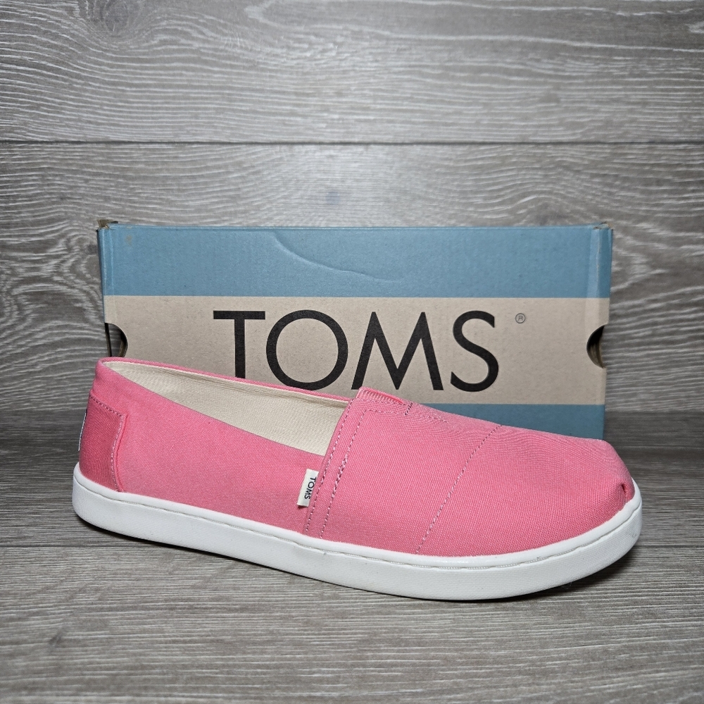 Toms Belmont Canvas Slip On Bubble Gum Pink Flats Shoes Size 6 Youth / 7.5 Women